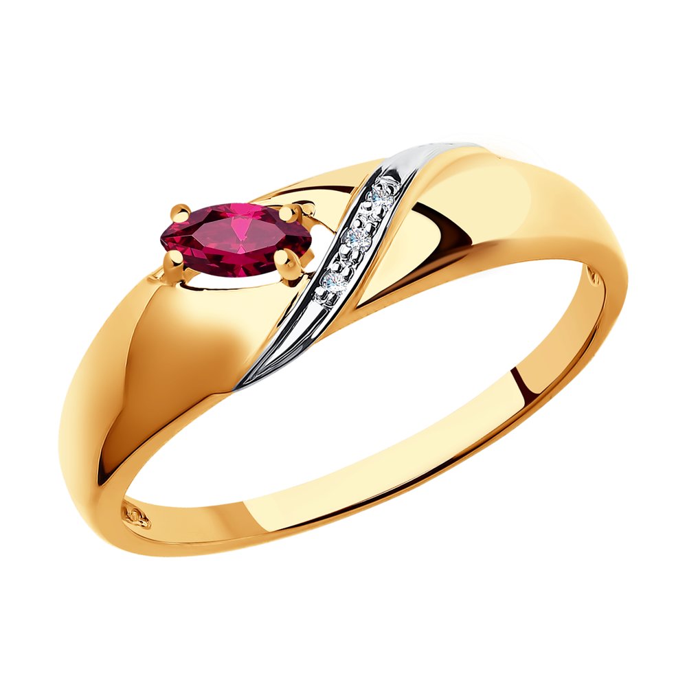 Inel din aur roz cu diamante in stil asimetric