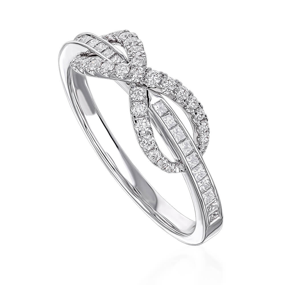 Inel din aur alb de 18K cu diamante incrustate in forma simbolului infinit