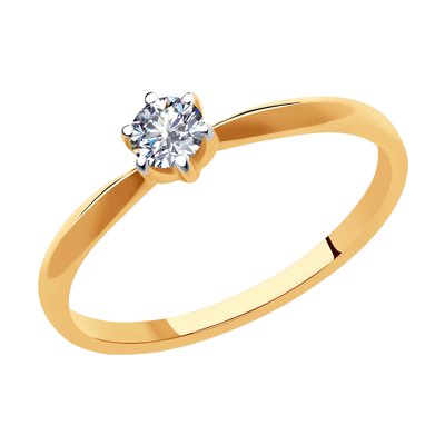 Inel din Aur Roz 14K cu Diamant - 1