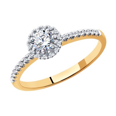 Inel de logodna din Aur Roz 14K cu Diamante - 1