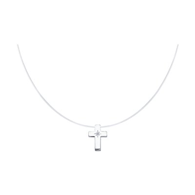 Colier Cruce din Argint cu Diamant  - 1