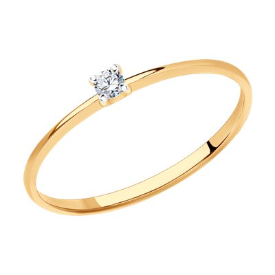 Inel din Aur Roz 14K cu Diamant - 1